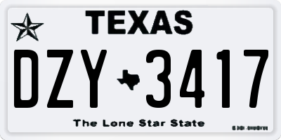 TX license plate DZY3417