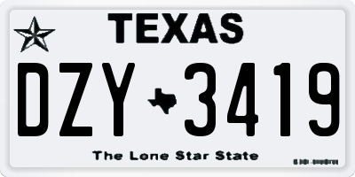 TX license plate DZY3419