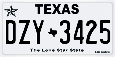 TX license plate DZY3425
