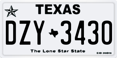 TX license plate DZY3430