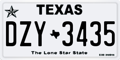 TX license plate DZY3435