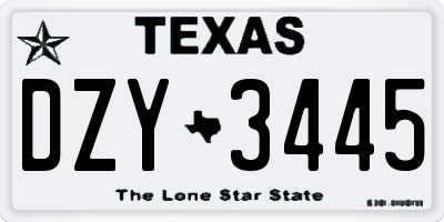 TX license plate DZY3445