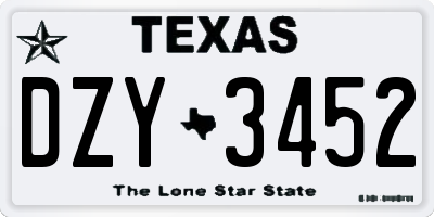TX license plate DZY3452