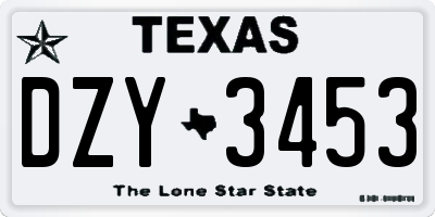 TX license plate DZY3453