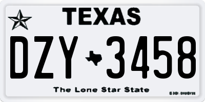 TX license plate DZY3458