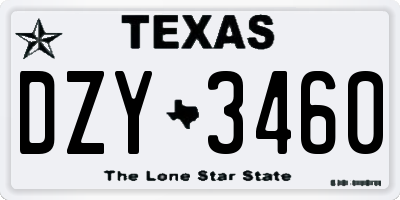 TX license plate DZY3460