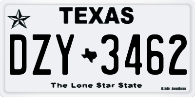 TX license plate DZY3462