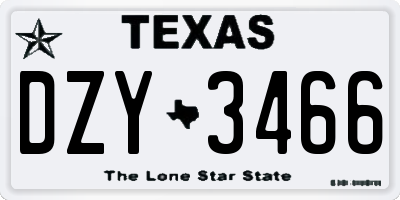 TX license plate DZY3466