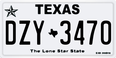 TX license plate DZY3470