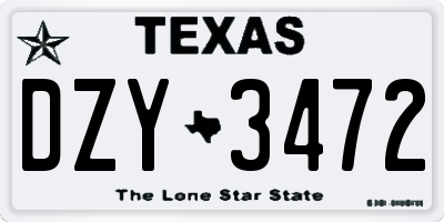 TX license plate DZY3472