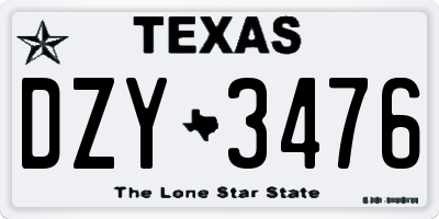 TX license plate DZY3476