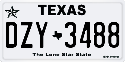TX license plate DZY3488