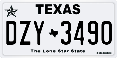 TX license plate DZY3490