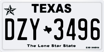 TX license plate DZY3496