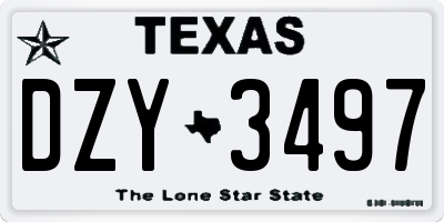 TX license plate DZY3497