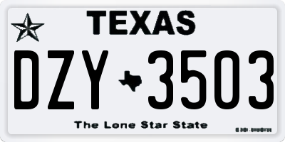 TX license plate DZY3503