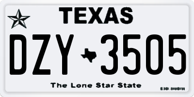 TX license plate DZY3505