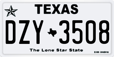 TX license plate DZY3508