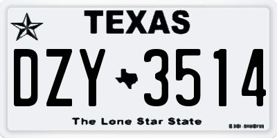 TX license plate DZY3514
