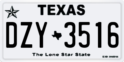TX license plate DZY3516