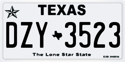 TX license plate DZY3523