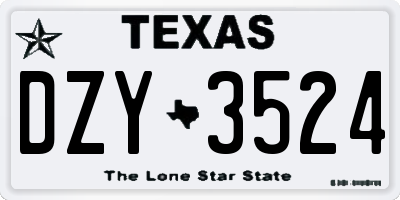 TX license plate DZY3524