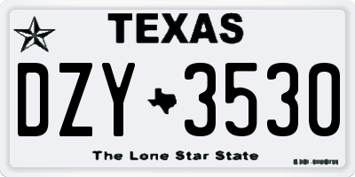 TX license plate DZY3530
