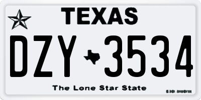 TX license plate DZY3534