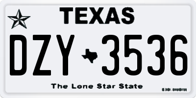 TX license plate DZY3536