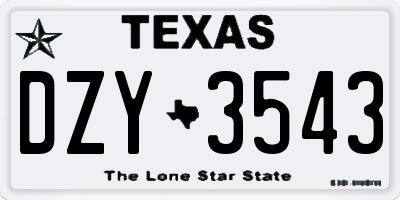 TX license plate DZY3543