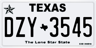 TX license plate DZY3545