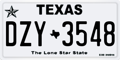 TX license plate DZY3548