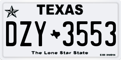 TX license plate DZY3553
