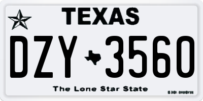 TX license plate DZY3560