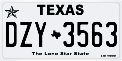 TX license plate DZY3563