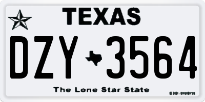 TX license plate DZY3564