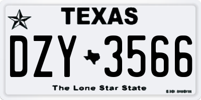 TX license plate DZY3566