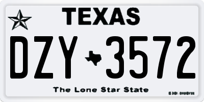 TX license plate DZY3572
