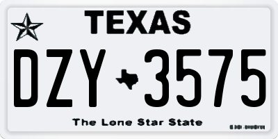 TX license plate DZY3575
