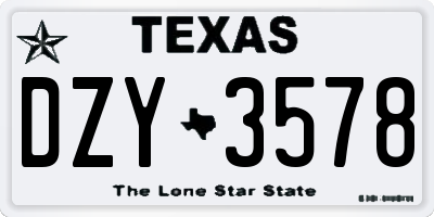 TX license plate DZY3578
