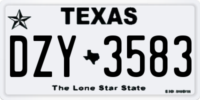TX license plate DZY3583