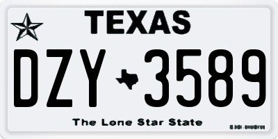 TX license plate DZY3589