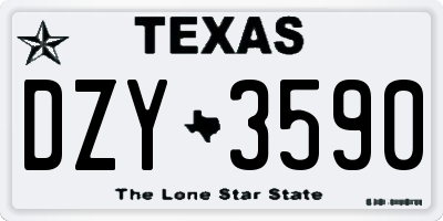 TX license plate DZY3590