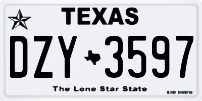 TX license plate DZY3597