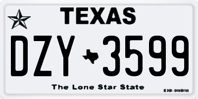 TX license plate DZY3599