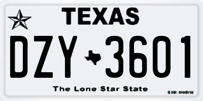 TX license plate DZY3601