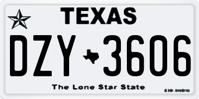 TX license plate DZY3606
