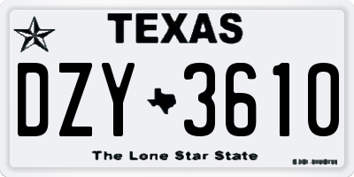 TX license plate DZY3610