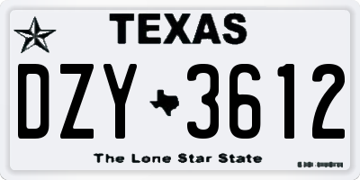 TX license plate DZY3612