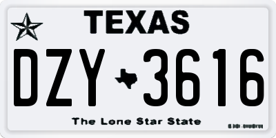 TX license plate DZY3616